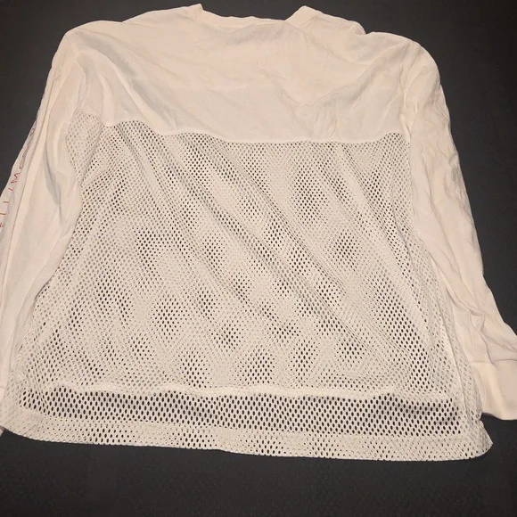 Long Sleeve, Loose Fitting, White Mesh Athletic Top - Size 36 - Picture 4 of 4